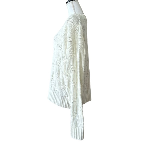 BCBG Max Azria Crewneck Chenille Long Sleeve Sweater Women SZ Large Ivory Fall - Picture 4 of 8